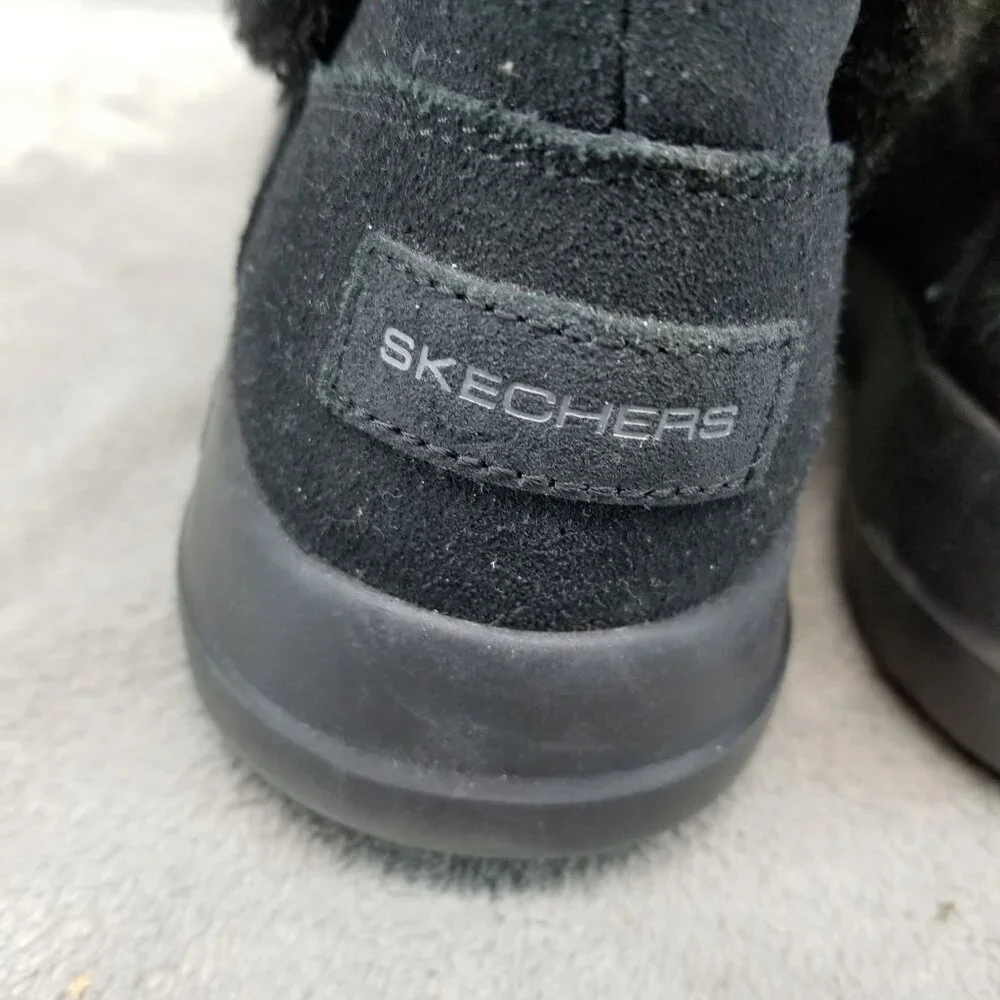 Skechers Shoes Womens Size 9 On The Go Black Suede Faux Fur Lined Ankle Booties